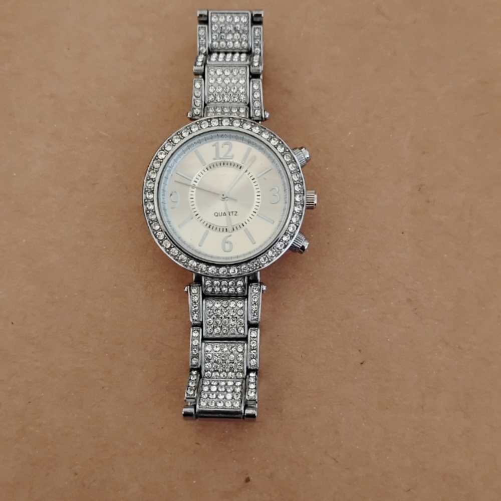 Geneva Silver Crystal-Embellished Dress Watch